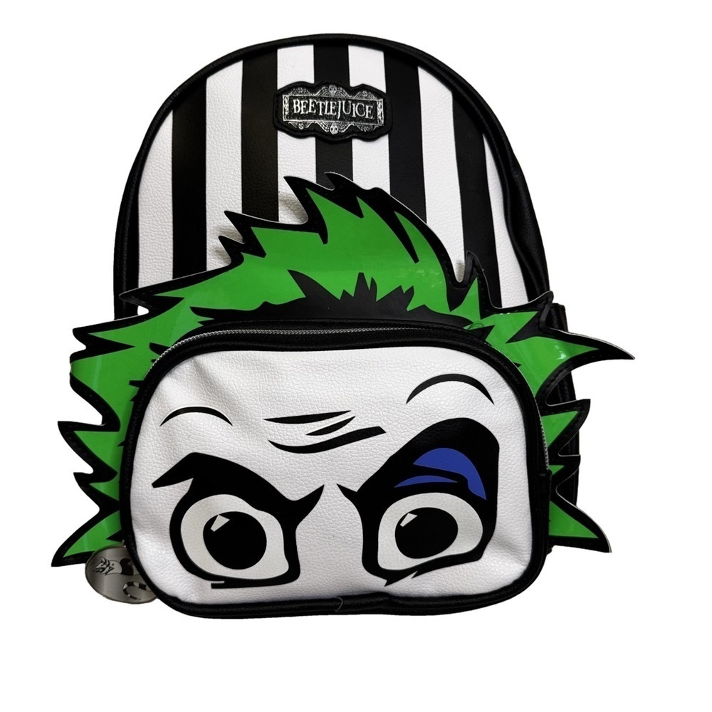 Beetlejuice It's Show Time 10.5 Backpack Black and White Green Accents NWT